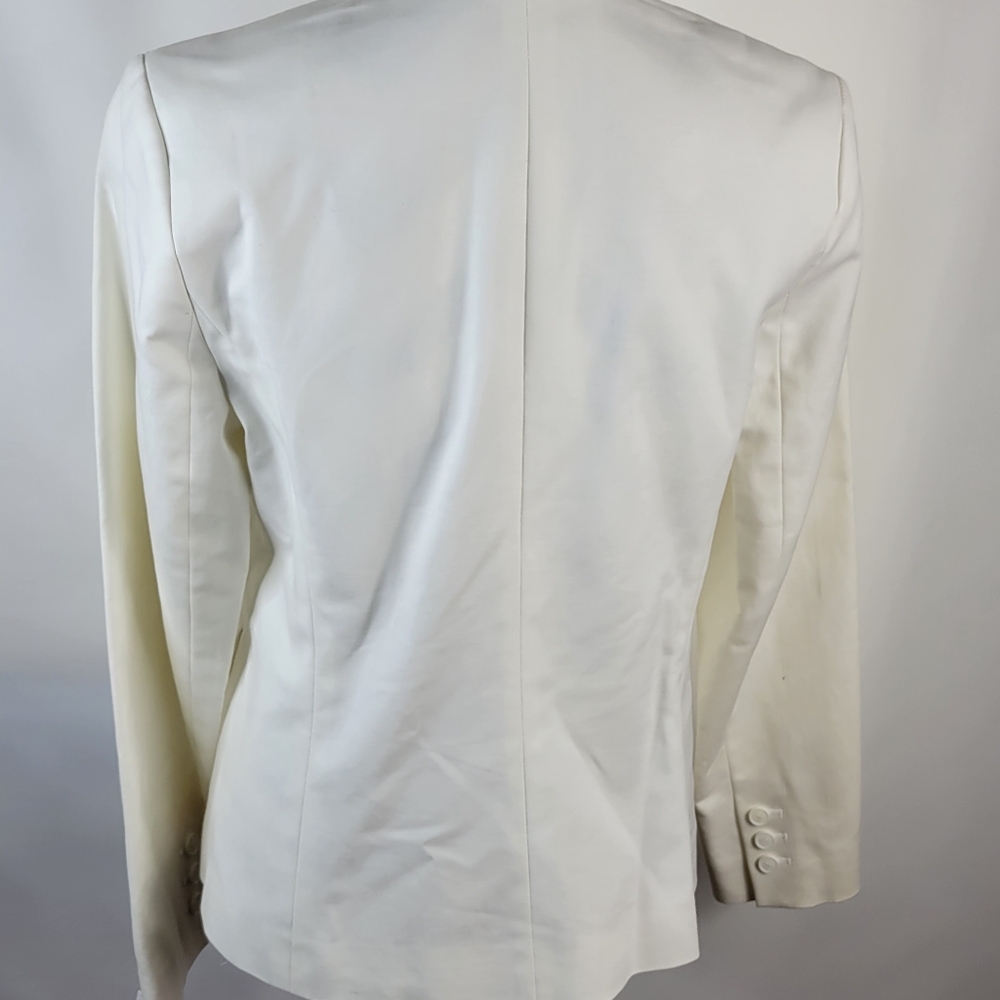 NWT Liz Claiborne Collection White Cotton Blazer Lined Shoulder Pads Size Medium - Picture 8 of 13
